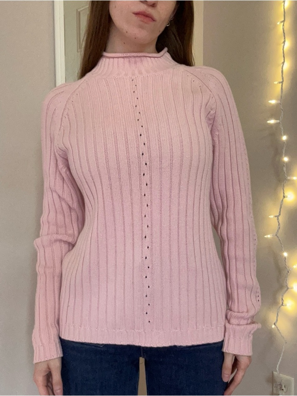 Y2K Pink Ribbed Sweater